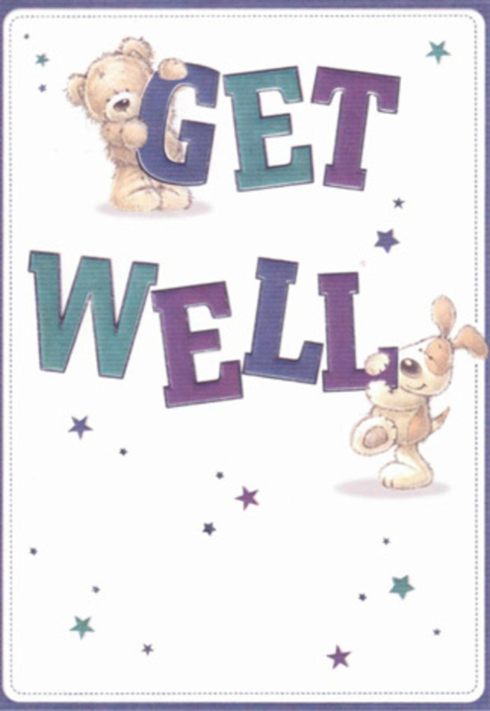 This heartening get well card, designed with whimsical flair, conjures the neighbourly warmth that defines Petts Wood's community. Illustrated in brisk, expressive strokes, a friendly bear and a floppy-eared puppy collaborate to share a message of encouragement-the bear holding playfully to the top of 'GET,' while the puppy leans comfortably into 'WELL.' Their forms, plump and endearing, suggest both tenderness and friendship, and their presence is adorned with dancing stars in purple and blue, scattered across a creamy, uncluttered backdrop. The lettering is bold and confident, shaded in purples and aquas that recall the inviting storefronts of local shops or the soft glow from nearby Brown's Parade. The textures are palpable: you can almost feel the plush, gentle fur of the bear and the velvety softness of the puppy's ears, inviting comfort in much the same way fresh petals or foliage might in a hand-crafted Petts Wood bouquet. As a local florist, the arrangement feels instinctively nurturing, each detail radiating genuine care, positivity, and gentle encouragement. Perfect for sending warmth and support to loved ones near Petts Wood, this card is an emotional companion as restorative as a vase of freshly cut flowers.